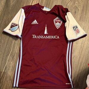 Adidas Maroon and White Soccer Jersey
